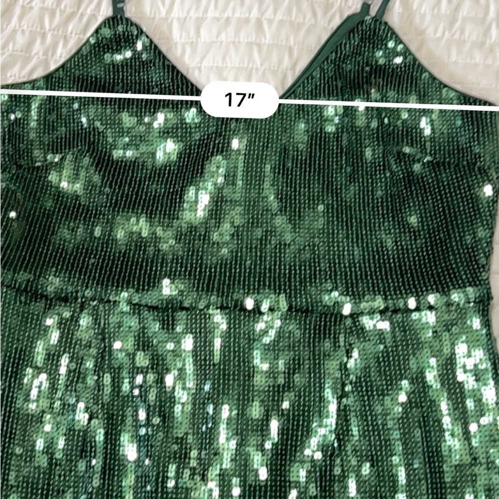 Lulus Green Sequin Fringe Dress L - Picture 6 of 11
